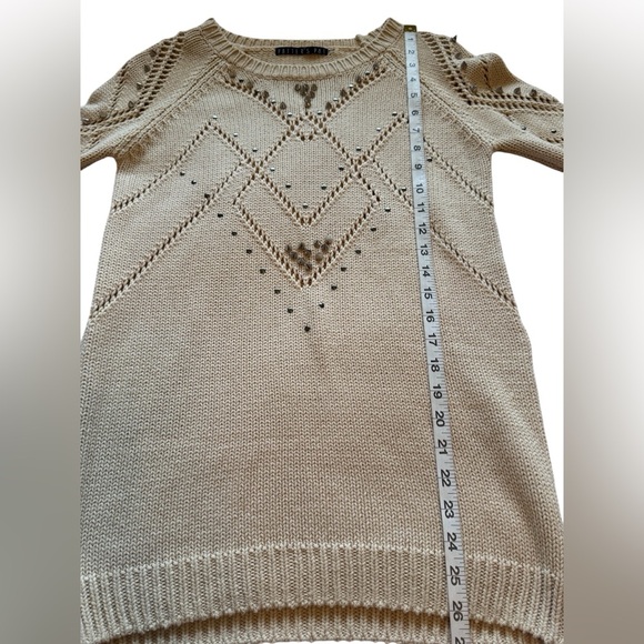 Potter's Pot Beige Long Sleeve Semi Sheer Spike Accent Sweater Size Medium - Picture 12 of 14